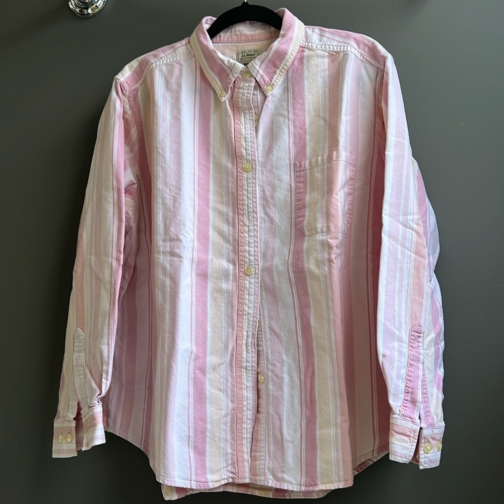 LL Bean Stripe 100% Cotton Button Shirt